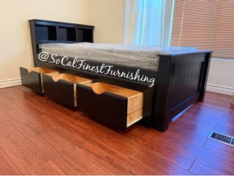 Twin bed and mattress with drawers