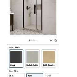 OVE Decors Pasadena 39 7/16 to 41 3/8 in. W x 72 in. H Alcove Frameless Pivot Shower Door in Black, 2025