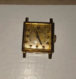 Vintage 1940s Bulova watch face 10K gold plate bezel