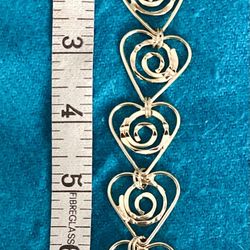 Vintage Gold Tone Spiral Heart 8” bracelet