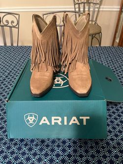Ariat Big Kids Cowboy Brown Suede Fringe Boots Size Girls 5 for