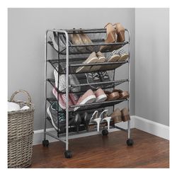 Metal Mesh Shoe Rack 5 Tier, 30 Pair