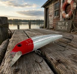 Hurricane 7” Saltwater Fishing Lure Red Head Silver Holographic Plug