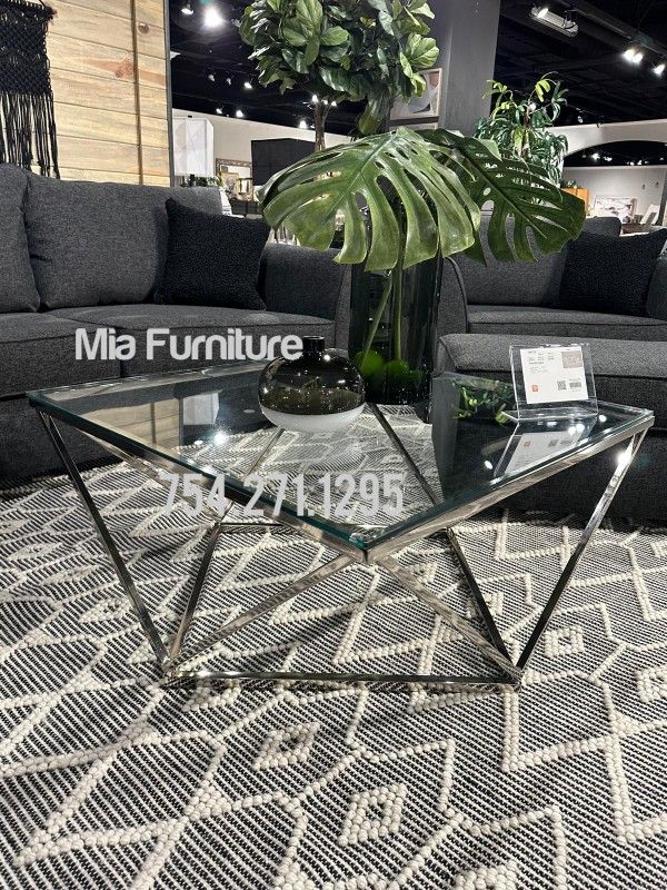 Coffee Table Chrome Square 39x39 New