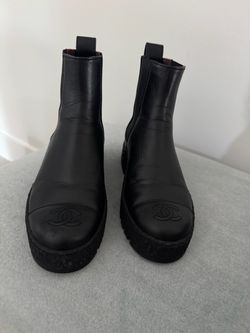Chanel Black Leather Chelsea Boots