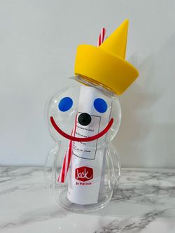 Jack In The Box Glass Sipper Cup with Straw NEW