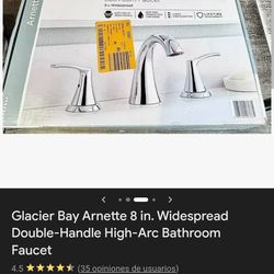 Home Depot
Glacier Bay Arnette 8 in. Widespread Double-Handle High-Arc Bathroom Faucet