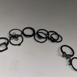 Set Of 10 Decoration Jewelry Black Color With Crystals