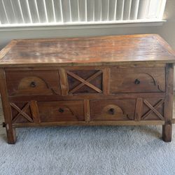 Antique Rustic Handmade Wood Sideboard Buffet Dresser