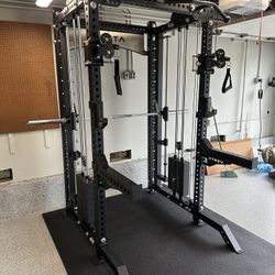 PRO SERIES Ultimate Half Rack 3-1 Functional Trainer w/Smith Machine Bar | 400lb Stack | Gym Equipment | Fitness | Commercial | Squat Rack