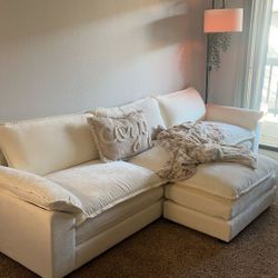 White Couch With Adjustable Ottoman 