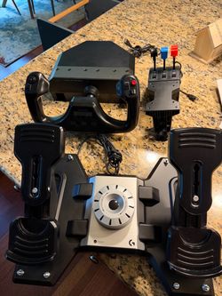 Logitech - Saitek Flight Yoke, Throttle, Rudder Pedals
