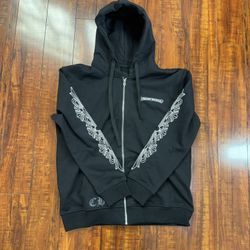 Chrome Hearts Zip-Up Hoodie Black Sleeve Graphics Size M Never Worn