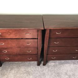 2 matching 4 drawer cherry wood dressers