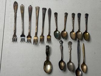 Collection of Silver Baby Forks and Spoons