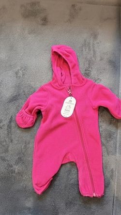 Pink Baby Fleece Hooded Snowsuit