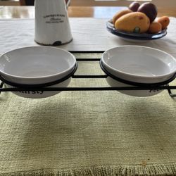 Rack With  Two Ceramic Bowls