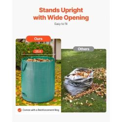 3-Pack 72 Gallon Reusable Yard Waste Bag, Large Lawn Garden Bags, Heavy Duty Collapsible Garden Leaf Trash Container, Stand-Up Grass Clipping Bin, wit