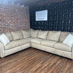 Delivery Available Brown 2pc L shape sectional sofa couch