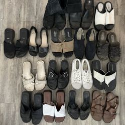 Lot of 16 Womens Shoes (Ankle Boots, Flats) Various Styles & Sizes