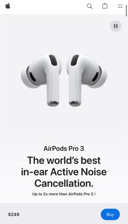 Brand new in box Apple AirPods Pro 3 wireless earbuds in active noise cancellation