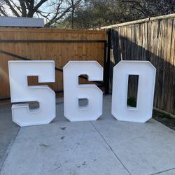  4ft tall marquee numbers and cross