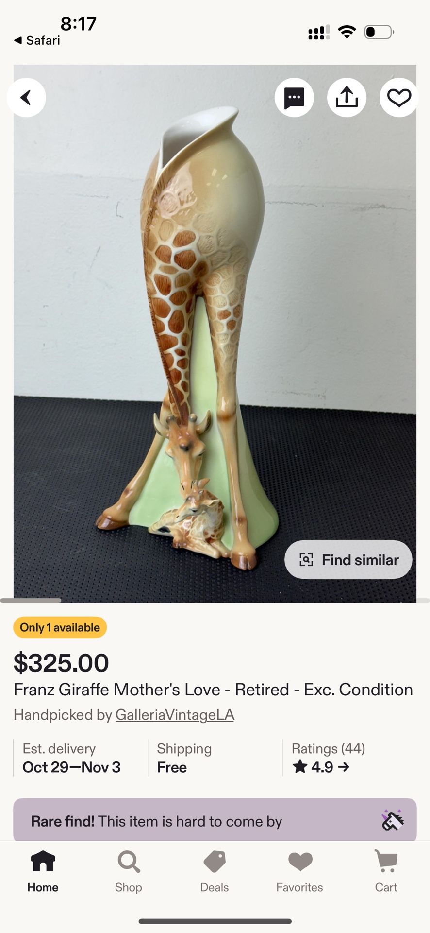 Franz porcelain vase FZ00233 Giraffe Design