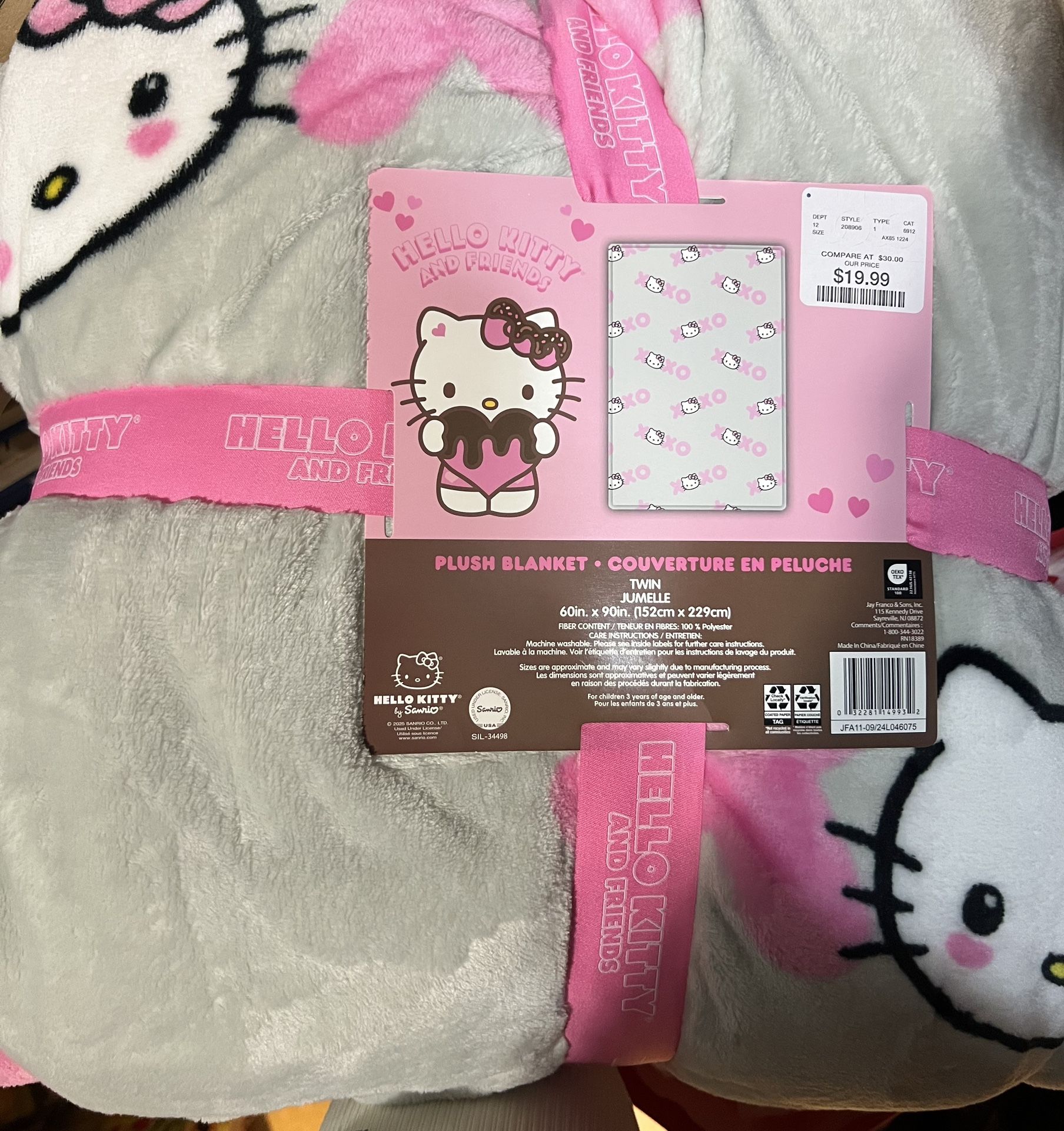Valentines Twin hello Kitty Blanket
