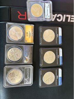 Silver eagles and slabs