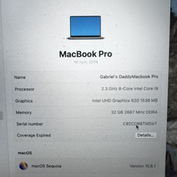 MacBook Pro 16” (2019) – i9 · 32GB RAM · 1TB SSD · Excellent Performance