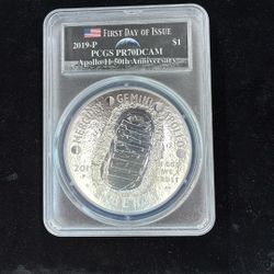 2019-P Apollo 11 50th Anniversary First Day Of Issue-5oz Silver 