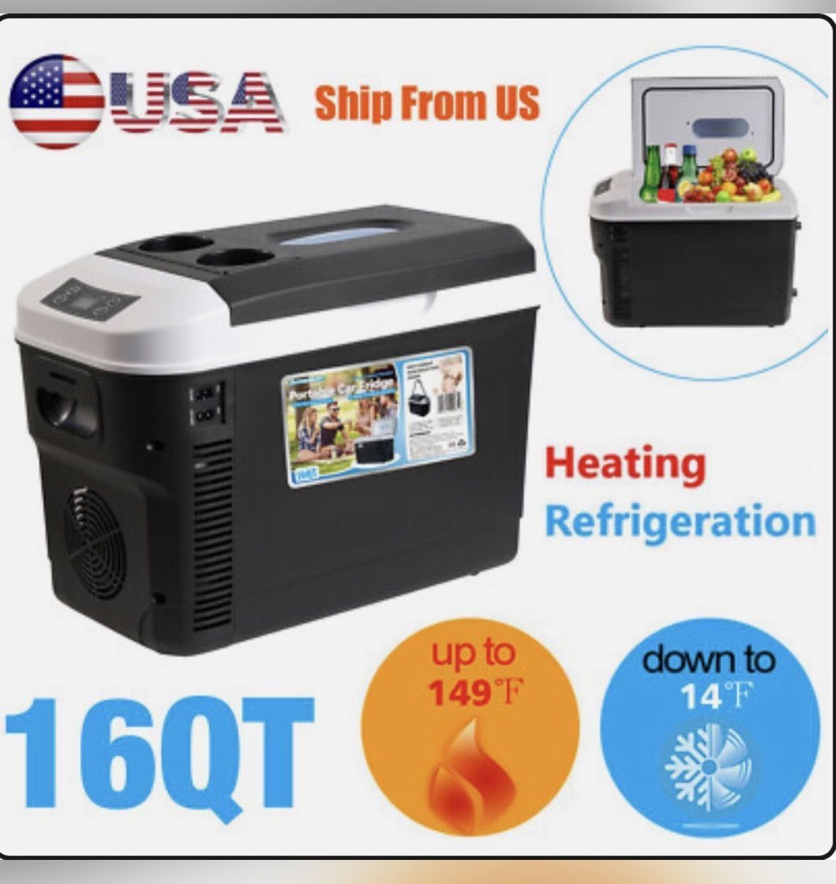 AutoXpert Portable Car Fridge 16QT