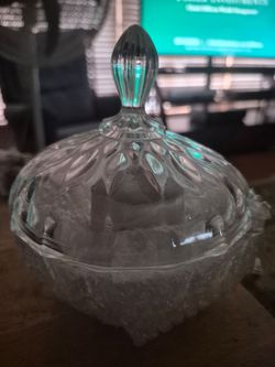 Clear Glass Covered Candy Dish