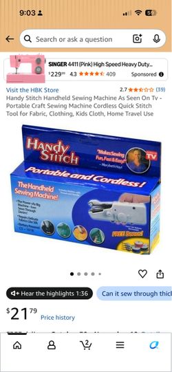 Handy Stitch Portable Handheld Sewing Machine