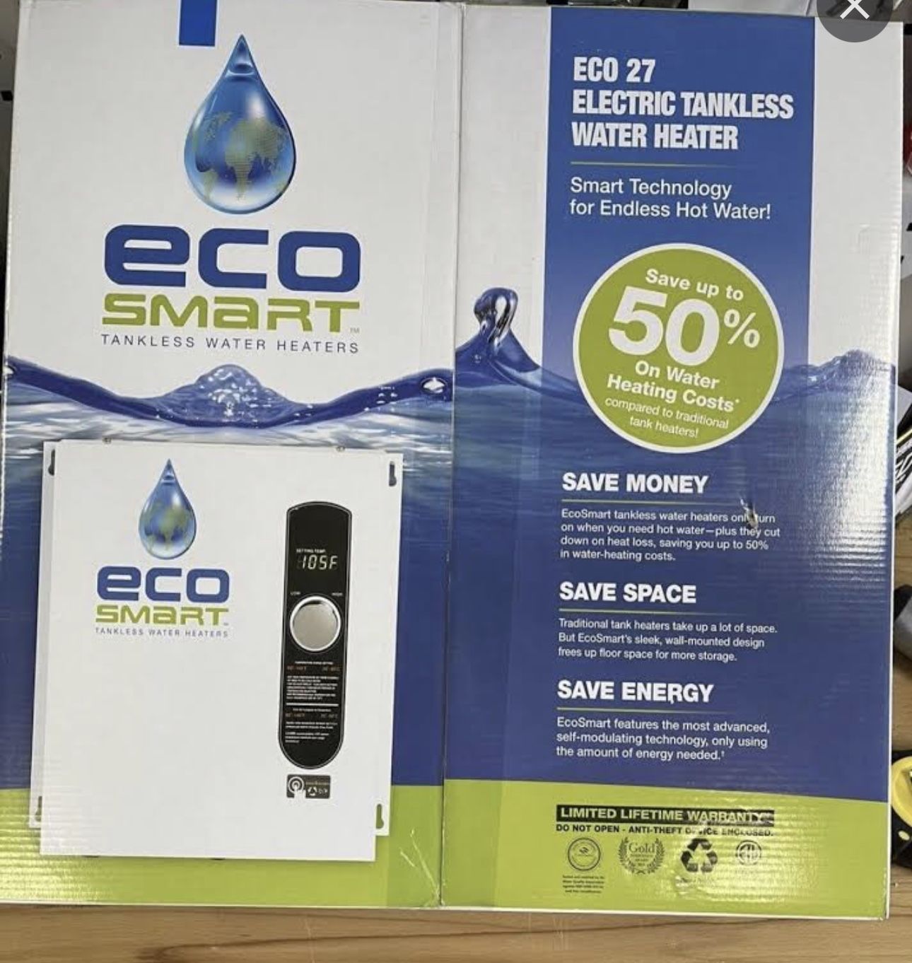 EcoSmart ECO27 240V 27 kW Electric Tankless Water Heater for Sale in  Goodyear, AZ - OfferUp