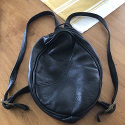 Black Leather Handmade Backpack Purse 