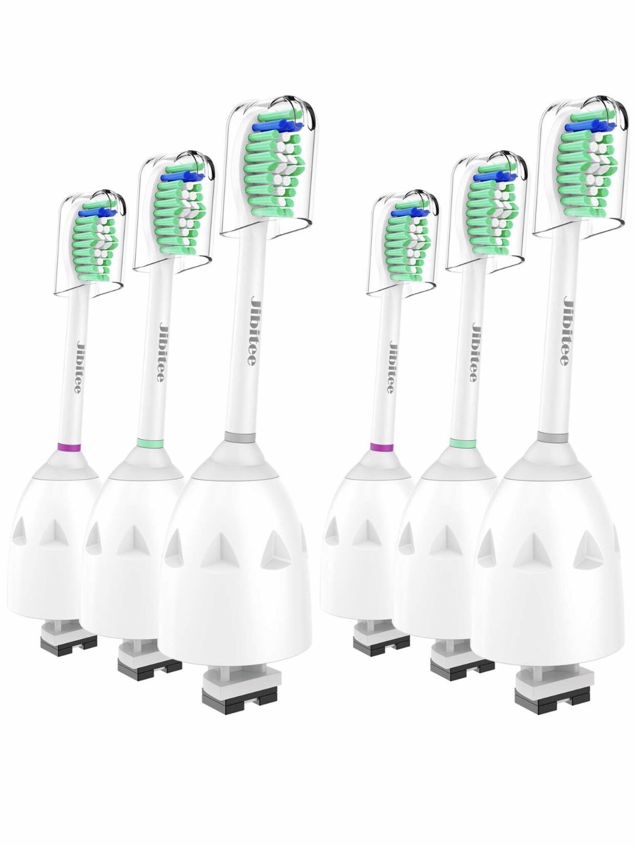 Jibitee Replacement Brush Heads Compatible with Philips Sonicare E-Series HX7022/66, fit Screw-On Sonicare Electric Toothbrush Handles, 6 Pack