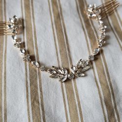 Wedding bachelorette bridal shower jewel hair piece gold 