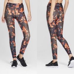 JOYLAB Red Navy Blue Floral Print Vibrant Athletic Workout Leggings