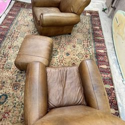 Leathers Chairs With Matching Ottoman 