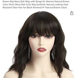 14 Inch Brown Wavy Bob Wig