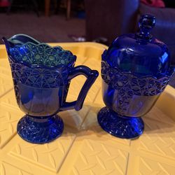 Cobalt Blue Cream, And Sugar Set