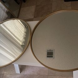 Round Gold Mirrors 30”