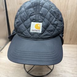 Vintage Carhartt Gilliam Quilted Hat Black Ear Flap Outdoor Size M/L