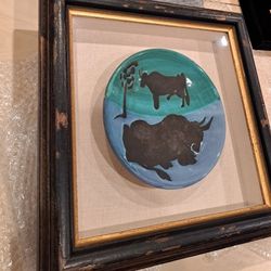 Original & AUTHENTIC** PABLO PICASSO MADOURA CERAMIC BULL TORO ( A. R.161) PLATE**100%  FIRM!!
