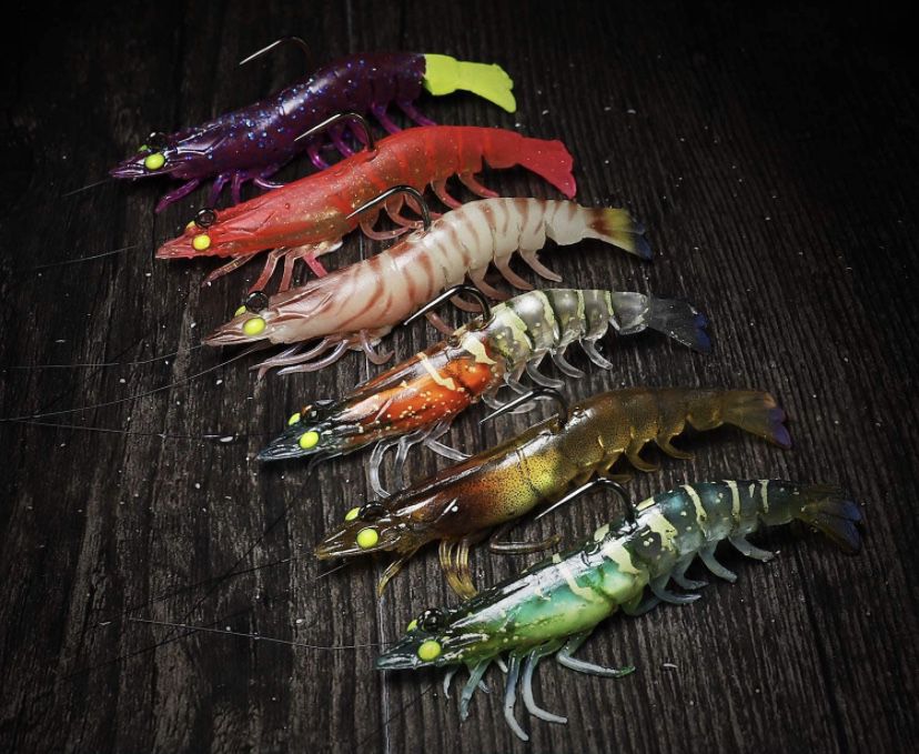 6 Pack BRAND NEW 3.5” Shrimp Rigs Saltwater Freshwater Fishing Lures Tackle 0.4oz