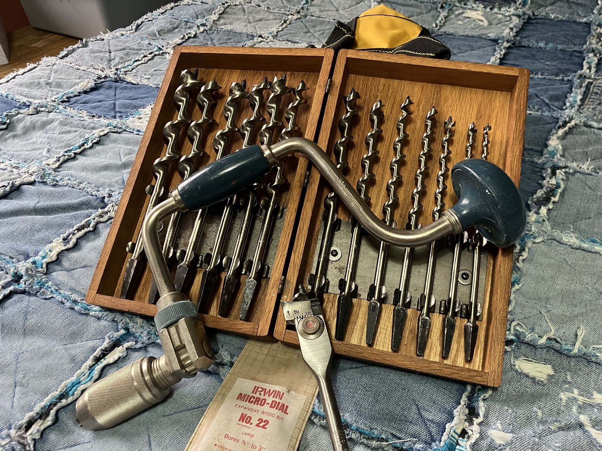 Complete Irwin Auger Bit Set With Stanley Brace And 22 Micro Dial