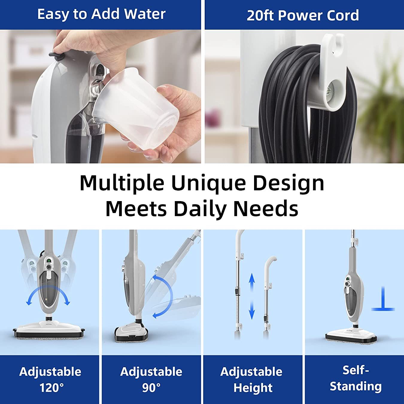 Gorfanty Steam Mop 10-in-1 MultiPurpose Handheld Steam Cleaner Detachable Floor Steamer for...