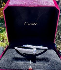Cartier Silver Nail Bracelet With Diamonds