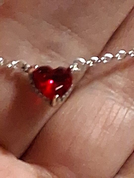 Pandora Authentic Brand New Sterling Silver Beautiful Red Heart Collier Adjustable Necklace 19.5 Inch